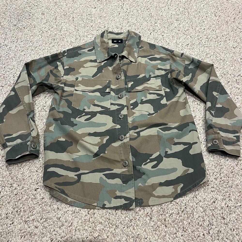 Monrow Camouflage Utility Lightweight Shirt Jacket XS Shacket Military Outdoor